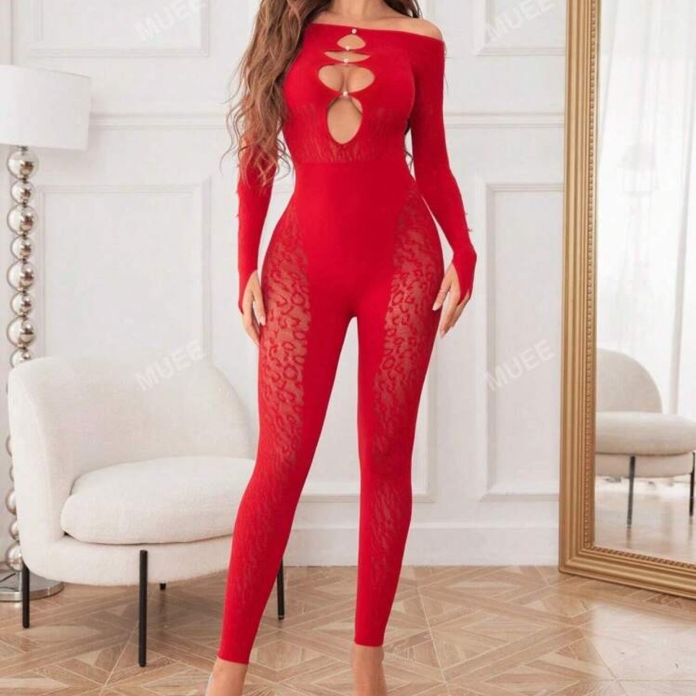Red bodysuit ( poster girl type ) from fashion house ONE SIZE fits all unused